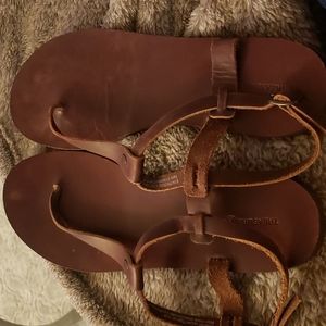 Treasure & Bond Strappy Leather brown Thong Sandals Womens Size 9.5
